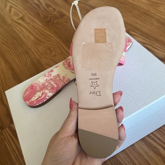 Dior off white and light pink dway toile de jouy embroidered slide - Picture 7 of 9